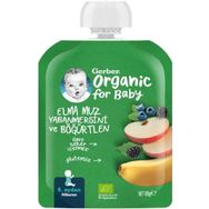 Gerber 90 gr 7 li Organik Elma Muz Yabanmersini ve Böğürtlen Püresi