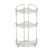 Geseus BK083H Inox Paslanmaz Çelik Üç Katlı Kancalı Banyo Köşe Rafı