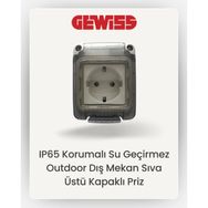 Gewiss IP65 Korumalı Dış Mekan Kapaklı Priz