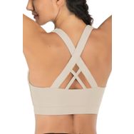Ghassy Co. Çarpraz Sırt Detaylı Criss Cross Yoga Egzersiz Fitness Bej Kadın Spor Sütyen