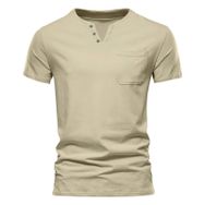 Gibz Casual Slim-Fit Haki V Yaka Erkek T-shirt