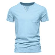 Gibz Casual Slim-Fit Mavi Light Blue V Yaka Erkek T-shirt