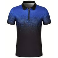 Gibz Degrade Slim-Fit Mavi Kısa Kollu Erkek Polo T-shirt