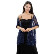 Gibz Glitter Lacivert Mavi Hafif Pullu Kadın Şal