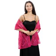 Gibz Glitter Pembe Çiçek Pullu Kadın Şal