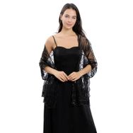 Gibz Glitter Siyah Hafif Pullu Kadın Şal