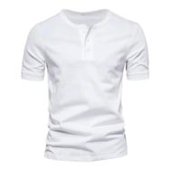 Gibz Henley Slim-Fit Beyaz Bisiklet Yaka Erkek T-shirt