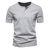 Gibz Henley Slim-Fit Gri Bisiklet Yaka Erkek T-shirt