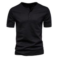 Gibz Henley Slim-Fit Siyah Bisiklet Yaka Erkek T-shirt