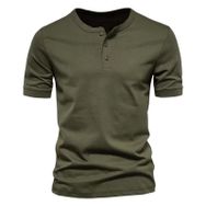 Gibz Henley Slim-Fit Yeşil Bisiklet Yaka Erkek T-shirt