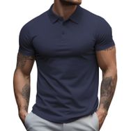 Gibz Retro Lacivert Mavi Yarım Kollu Yuvarlak Yaka Erkek T-shirt