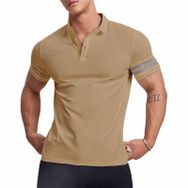 Gibz Slim-Fit Kahverengi Düz Polo Erkek T-shirt