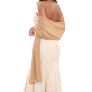 Gibz Up Wrap Bej Şifon 200x45 cm Zarif Şeffaf Kadın Şal