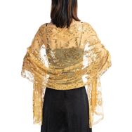 Gibz Vintage Stola Wrap Altın Parıltılı Payetli Kadın Şal