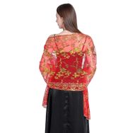 Gibz Vintage Stola Wrap Altın ve Kırmızı Parıltılı Payetli Kadın Şal