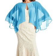 Gibz Wrap Cape Cower Up Mavi Light Blue Şifon Kadın Şal