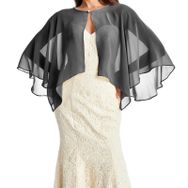 Gibz Wrap Cape Cower Up Siyah Şifon Kadın Şal