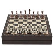 Gift Home Büyük Boy Metal Klasik 36x36 cm Satranç Takımı Antik ve Ceviz Desenli Sandıklı Mdf Tahtası