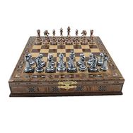 Gift Home Metal Klasik Satranç Takımı Antik ve El Yapımı Masif Ahşap Sandıklı Satranç Tahtası