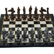 Gift Home Metal Satranç Takımı Büyük Pegasus Antik ve Düz Mermer Desenli Satranç Tahtası