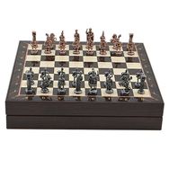 Gift Home Orta Boy Metal Roma 36x36x6 cm Satranç Takımı Antik Ve Ceviz Desenli Sandıklı MDF Tahtası