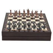 Gift Home Orta Boy Metal Roma 36x36x6 cm Satranç Takımı Antik Ve Ceviz Desenli Sandıklı MDF Tahtası