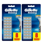 Gillette Sensor3 Erkek Tıraş Bıçakları 8+8 Yedek Tıraş Bıçağı