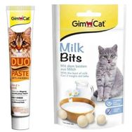 GimCat Milkbits Sütlü Ödül Tableti 40 gr + GimCat 50 gr Anti-Hairball Duo Paste Peynir+Malt