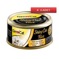 GimCat ShinyCat Fileto Tavuk Mango 3x70 gr Kedi Konservesi