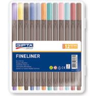 Gıpta 0.4 mm Sert Plastik Kutu 12 Renk Fineliner Kalem