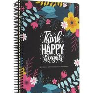 Gıpta Best Notes Think Happy Thoughts Spiralli Sert Kapak 120 Yaprak 17x24 Kareli Defter