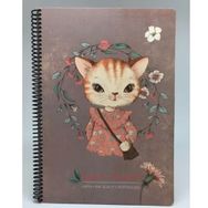 Gıpta Easy Notes Kedi Desenli Spiralli Sert Kapak 120 Yaprak Çizgili 17 x 24 cm Defter