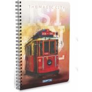 Gıpta Istanbul Temalı Spiralli Çizgili 17 x 24 cm Tramvay 1 Defter