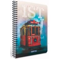 Gıpta Istanbul Temalı Spiralli Çizgili 17 x 24 cm Tramvay 2 Defter