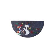 Giz Home Gri 40x75 cm Megan Welcome Kediler Yarımay Kapı Paspası
