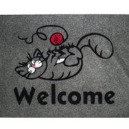 Giz Home Tody Flok Gri Welcome Kedi 40x70 cm Kapı Paspası