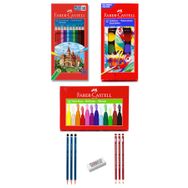 GLANCE Faber Castell Kuru Boya Kalemi 12'li, Pastel Boya 12'li, Sulu Boya 12'li, Faber Okul Kırtasiye Seti Glance-FaberOkulSeti3-Hobima