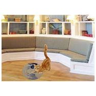 Glipet 36x36 cm Yuvarlak Twoblue Desenli Çift Taraflı Kedi Tırmalama Paspası