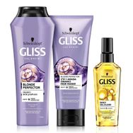 Gliss 250 ml Blonde Perfector Mor Şampuan + 200 ml Mor Maske + 75 ml Ultimate Oil Elixir Yağ İksiri