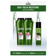 Gliss 2x500 ml Bio Tech Güçlendirici Şampuan + 200 ml Sıvı Saç Kremi