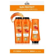 Gliss 2x500 ml Sun Protect Şampuan + 360 ml Saç Kremi