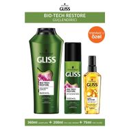 Gliss 360 ml Bio Tech Güçlendirici Şampuan + 200 ml Durulanmayan Sıvı Saç Kremi + 75 ml Oil Elixir Yağ İksiri