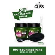 Gliss Bio-Tech 2x300 ml Saç Bakım Maskesi + Saç Fırçası