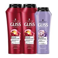 Gliss Color Protect 2x500 ml Renk Koruyucu Şampuan + Blonde Perfector 250 ml Mor Şampuan