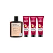 Gliss Durulanmayan 3x150 ml Saç Bakım Kremi + Derma CC Laboratories Tuzsuz 500 ml Şampuan