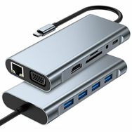 Global WNE0059 11in1 Hub Type-C to 4K HDMI/UsbA 3.0/TF SD/VGA/3.5mm AUX/PD RJ45 Ethernet Dönüştürücü Adaptör