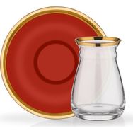 Glore Camıllow Kırmızı 6 Kişilik Çay Seti
