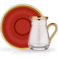 Glore Camillow Kırmızı Kulplu Çay Seti