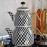 Glore Destina Desenli Emaye Çaydanlık Takımı