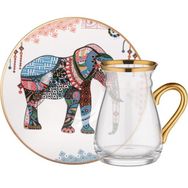 Glore Elephant Beyaz Tek Kişilik Kulplu Çay Seti